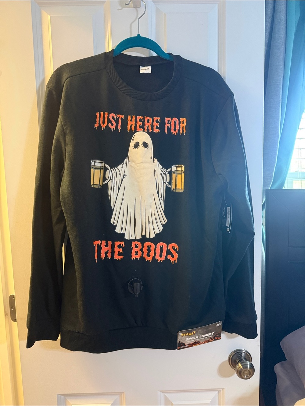 Spirit Black Crewneck Sweatshirt with Ghost Beer Graphic